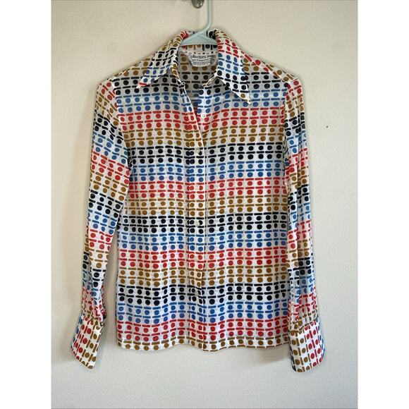 Vintage VTG Collectors Items Leonard Sunshine Womens Geo Dot Button Down Shirt - Picture 1 of 5